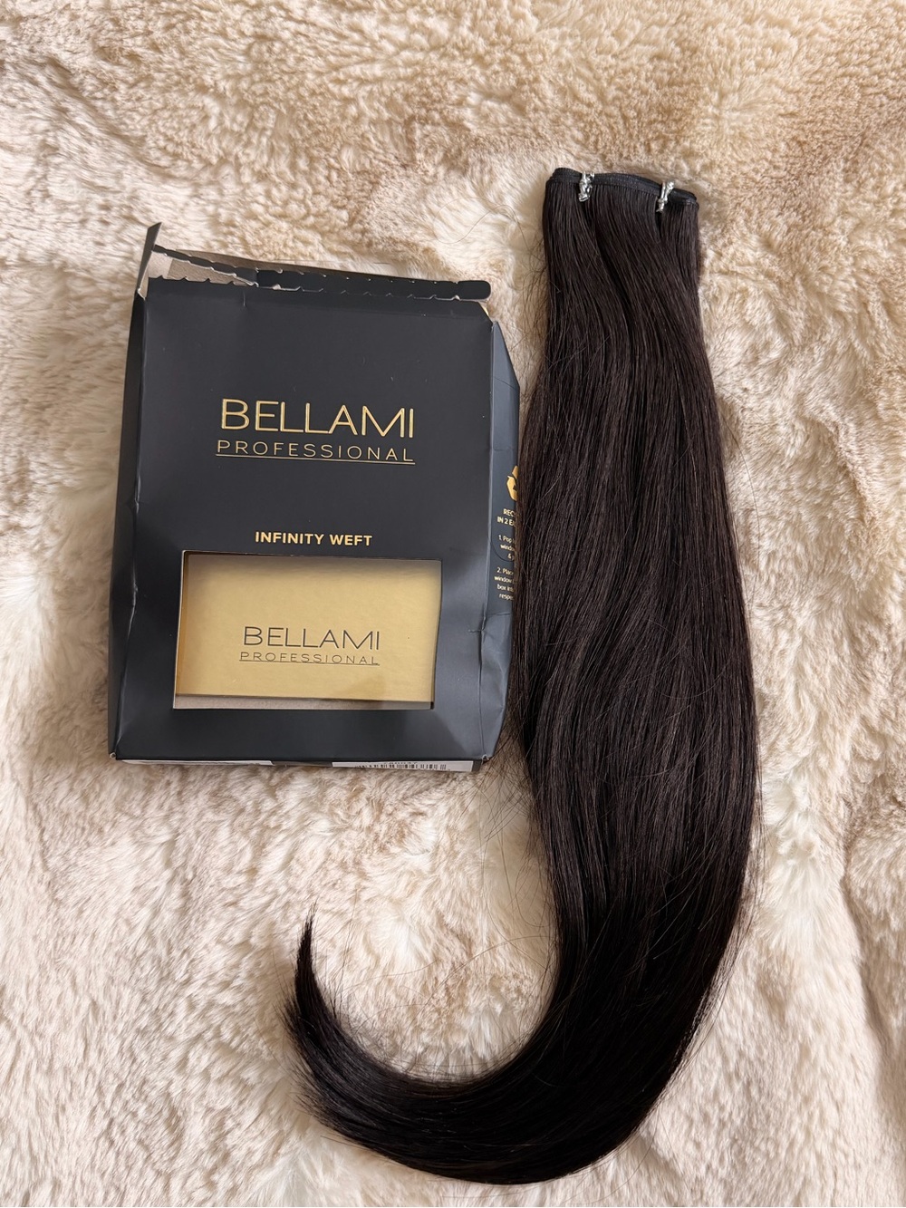 New BELLAMI Infinity Weft Hair Extension - Off Black 16”60g and brush
